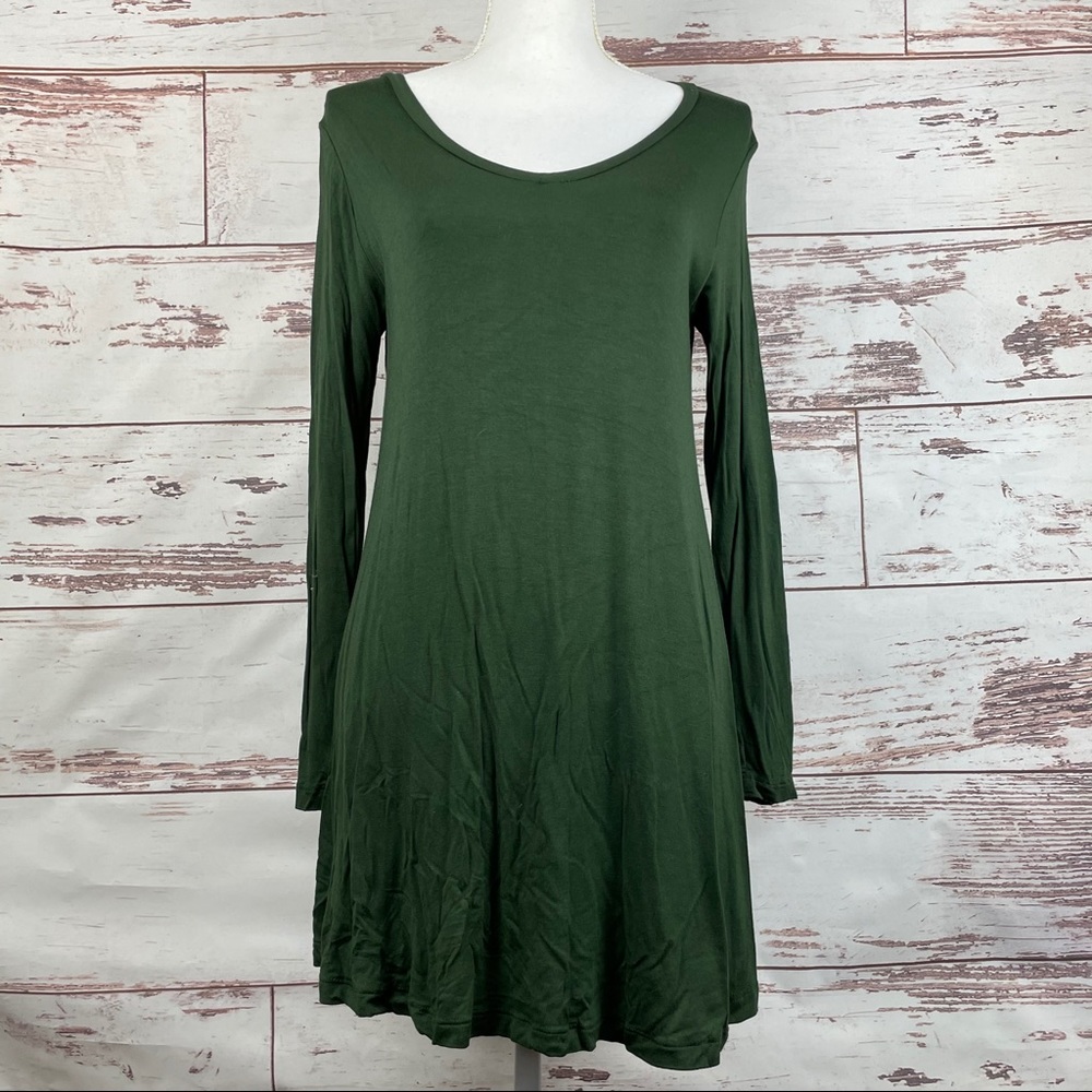 Popana Green Stretch Tunic Top Size Large